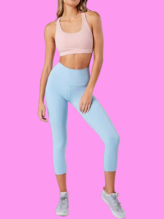 Glowmode Pants - Glowmode Feather Fit Low Impact Baby Blue Capri Leggings NWT